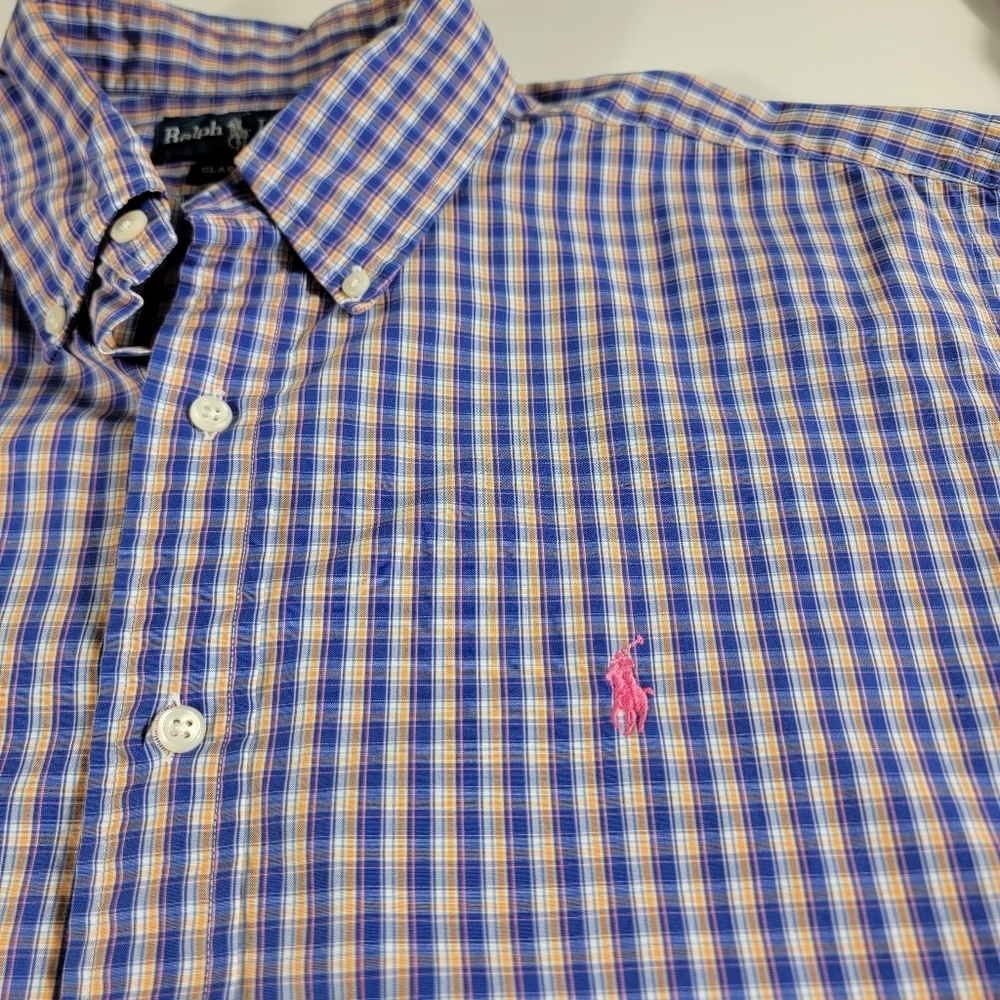 Ralph Lauren Classic Fit Oxford Shirt Large Plaid Long Sleeve - Picture 4 of 8